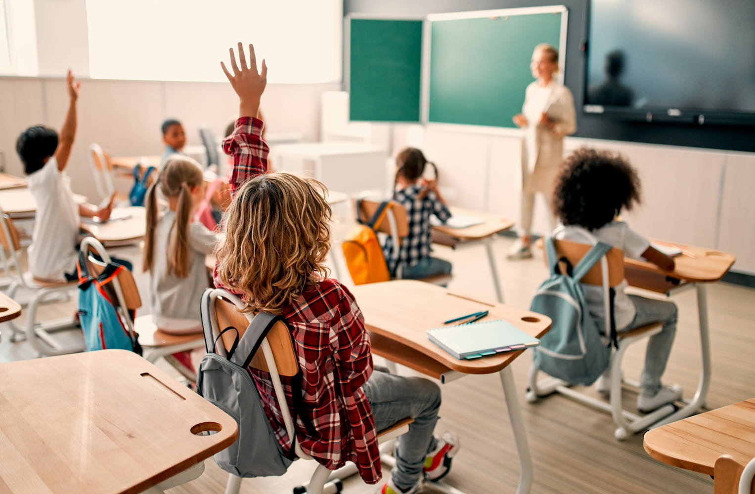 a classroom of children